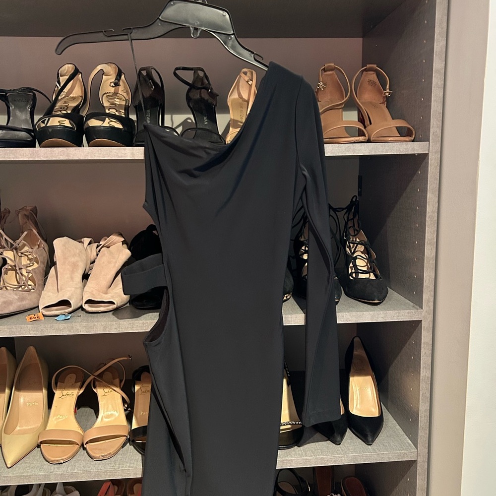 Black Asymmetrical One Shoulder Bodycon Dress